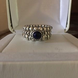 Pandora Sterling Silver stacked ring set.